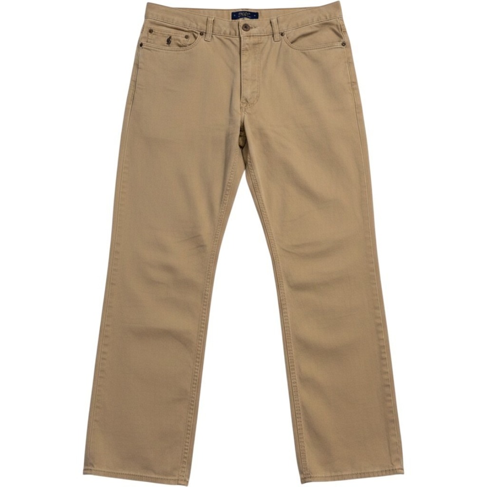 Polo Ralph Lauren Chinos Mens 34/32 Tan Straight Leg Pony Logo Twill 90s Vtg
